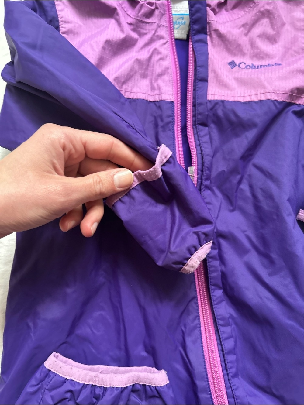 Columbia Purple and Pink Kids' Hooded One-Piece Rain Suit - Picture 3 of 4